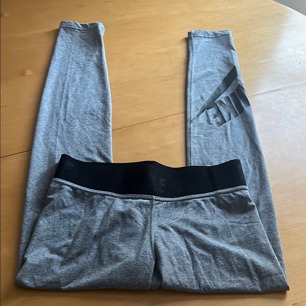 Nike Gray and Black Leggings Athletic Fit